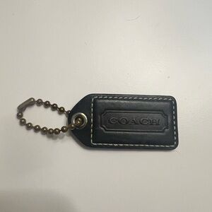 COACH 2.5" Vintage Y2K Black Leather Brass Fob Bag Charm Keychain Hang Tag